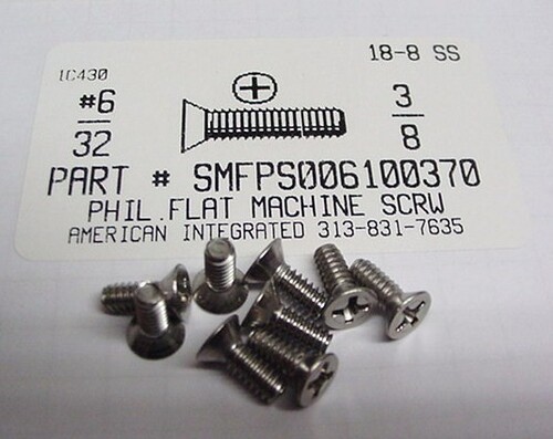 #6-32X3/8 FLAT HEAD PHILLIPS MACHINE SCREW 18-8 STAINLESS STEEL