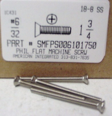 #6-32X1-3/4 FLAT HEAD PHILLIPS MACHINE SCREW 18-8 STAINLESS STEEL