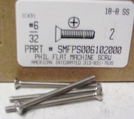 #6-32X2 FLAT HEAD PHILLIPS MACHINE SCREW 18-8 STAINLESS STEEL