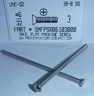 #6-32X3 FLAT HEAD PHILLIPS MACHINE SCREW 18-8 STAINLESS STEEL