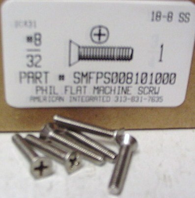 #8-32X1 FLAT HEAD PHILLIPS MACHINE SCREW 18-8 STAINLESS STEEL