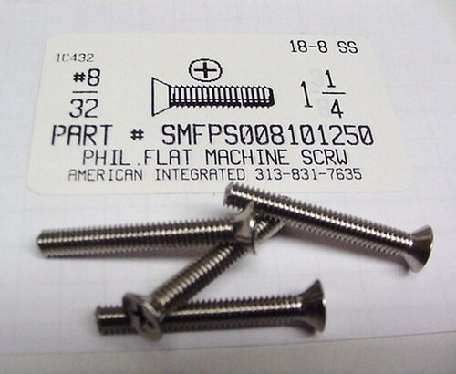 #8-32X1-1/4 FLAT HEAD PHILLIPS MACHINE SCREW 18-8 STAINLESS STEEL