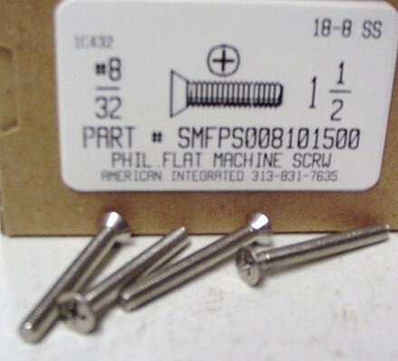 #8-32X1-1/2 FLAT HEAD PHILLIPS MACHINE SCREW 18-8 STAINLESS STEEL