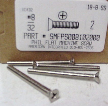 #8-32X2 FLAT HEAD PHILLIPS MACHINE SCREW 18-8 STAINLESS STEEL