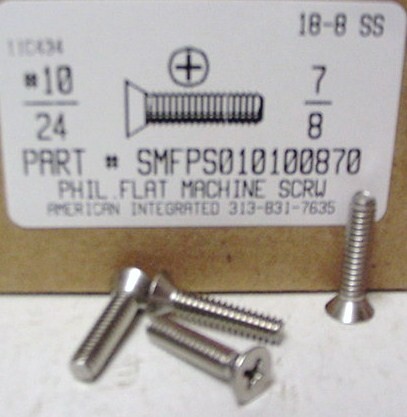 #10-24X7/8 FLAT HEAD PHILLIPS MACHINE SCREW 18-8 STAINLESS STEEL