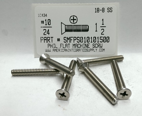 #10-24X1-1/2 FLAT HEAD PHILLIPS MACHINE SCREW 18-8 STAINLESS STEEL