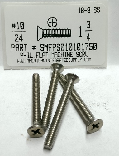 #10-24X1-3/4 FLAT HEAD PHILLIPS MACHINE SCREW 18-8 STAINLESS STEEL