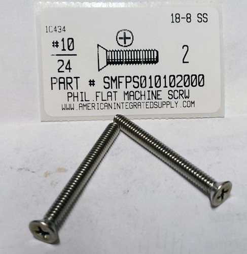 #10-24X2 FLAT HEAD PHILLIPS MACHINE SCREW 18-8 STAINLESS STEEL