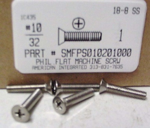 #10-32X1 FLAT HEAD PHILLIPS MACHINE SCREW 18-8 STAINLESS STEEL