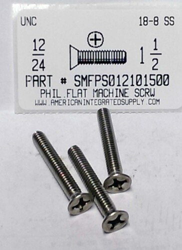 #12-24X1-1/2 FLAT HEAD PHILLIPS MACHINE SCREW 18-8 STAINLESS STEEL