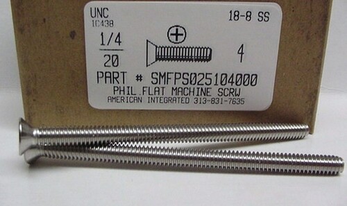 1/4-20X4 FLAT HEAD PHILLIPS MACHINE SCREW 18-8 STAINLESS STEEL