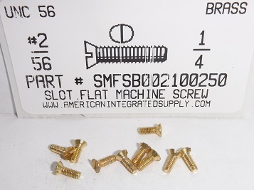 #2-56X1/4 FLAT HEAD SLOTTED MACHINE SCREW BRASS