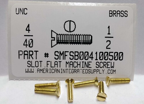 #4-40X1/2 FLAT HEAD SLOTTED MACHINE SCREW BRASS