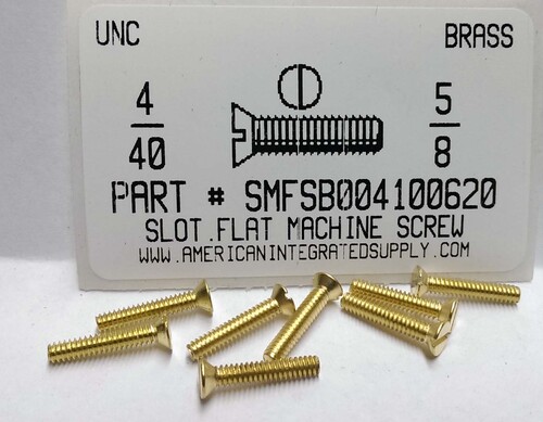 #4-40X5/8 FLAT HEAD SLOTTED MACHINE SCREW BRASS