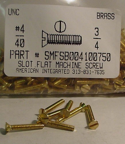 #4-40X3/4 FLAT HEAD SLOTTED MACHINE SCREW BRASS