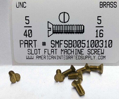 #5-40X5/16 FLAT HEAD SLOTTED MACHINE SCREW BRASS