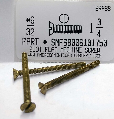 #6-32X1-3/4 FLAT HEAD SLOTTED MACHINE SCREW BRASS