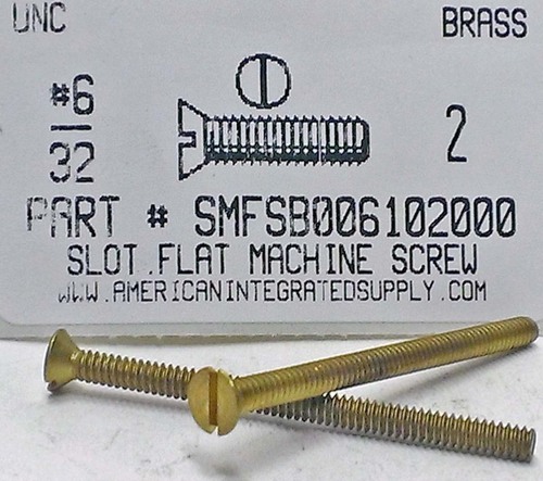 #6-32X2 FLAT HEAD SLOTTED MACHINE SCREW BRASS