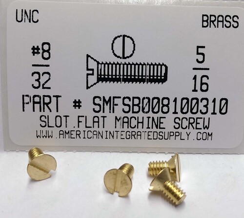 #8-32X5/16 FLAT HEAD SLOTTED MACHINE SCREW BRASS