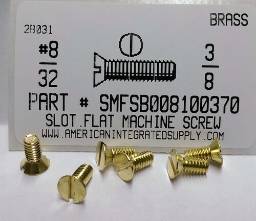 #8-32X3/8 FLAT HEAD SLOTTED MACHINE SCREW BRASS