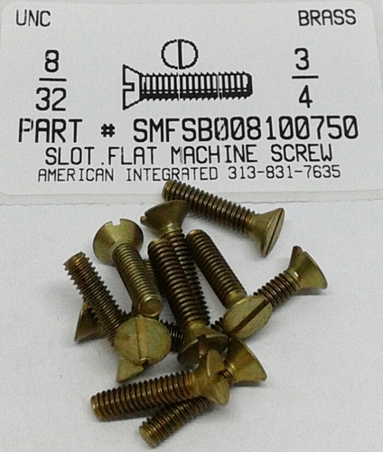 #8-32X3/4 FLAT HEAD SLOTTED MACHINE SCREW BRASS