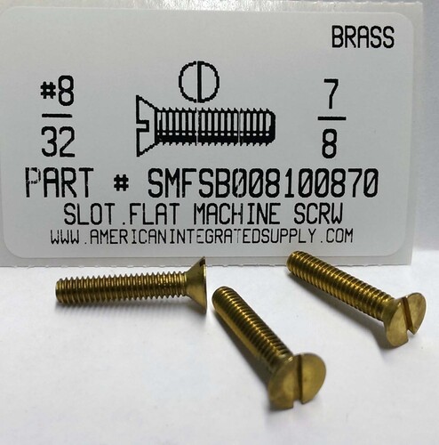 #8-32X7/8 FLAT HEAD SLOTTED MACHINE SCREW BRASS