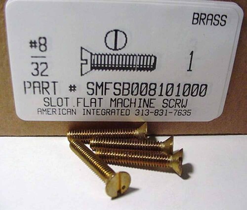 #8-32X1 FLAT HEAD SLOTTED MACHINE SCREW BRASS