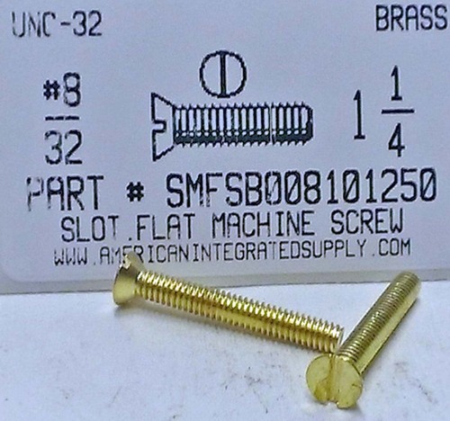 #8-32X1-1/4 FLAT HEAD SLOTTED MACHINE SCREW BRASS