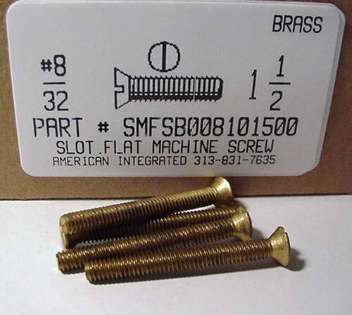 #8-32X1-1/2 FLAT HEAD SLOTTED MACHINE SCREW BRASS