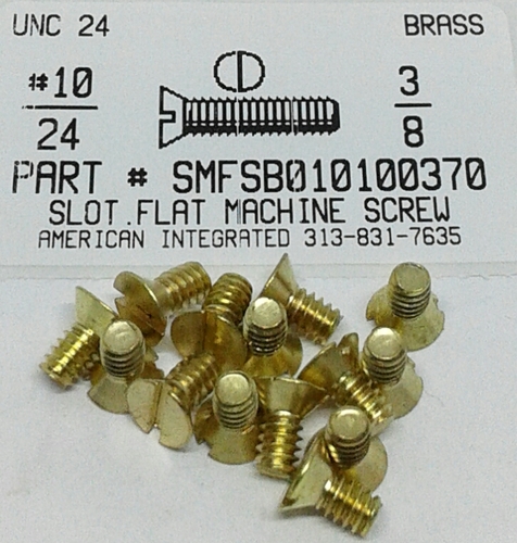 #10-24X3/8 FLAT HEAD SLOTTED MACHINE SCREW BRASS