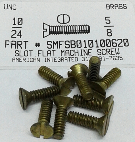 #10-24X5/8 FLAT HEAD SLOTTED MACHINE SCREW BRASS