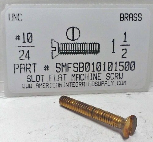 #10-24X1-1/2 FLAT HEAD SLOTTED MACHINE SCREW BRASS