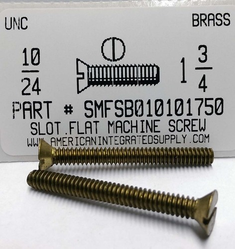 #10-24X1-3/4 FLAT HEAD SLOTTED MACHINE SCREW BRASS