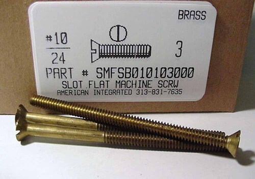 #10-24X3 FLAT HEAD SLOTTED MACHINE SCREW BRASS