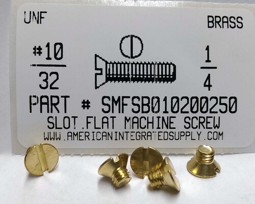 #10-32X1/4 FLAT HEAD SLOTTED MACHINE SCREW BRASS