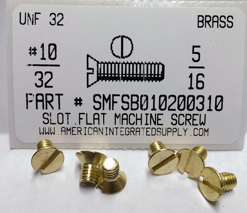 #10-32X5/16 FLAT HEAD SLOTTED MACHINE SCREW BRASS