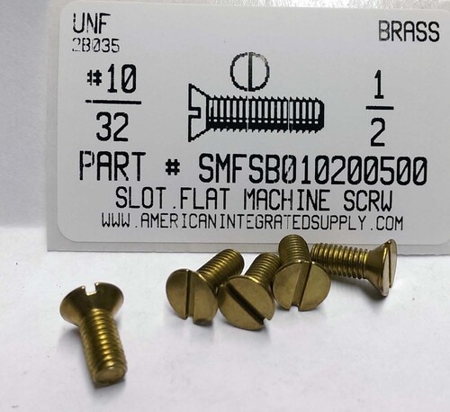 #10-32X1/2 FLAT HEAD SLOTTED MACHINE SCREW BRASS