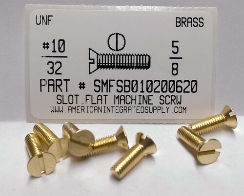 #10-32X5/8 FLAT HEAD SLOTTED MACHINE SCREW BRASS