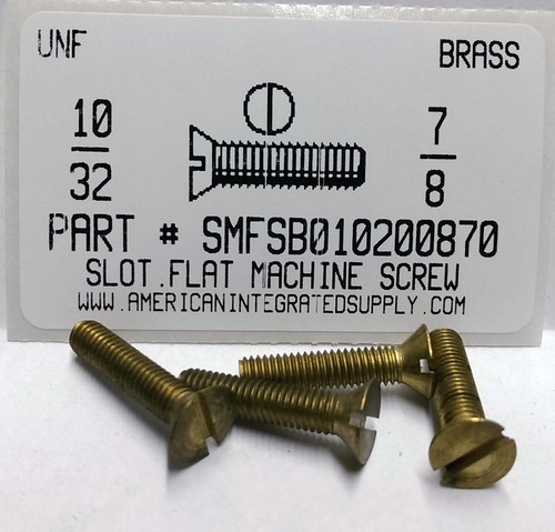 #10-32X7/8 FLAT HEAD SLOTTED MACHINE SCREW BRASS