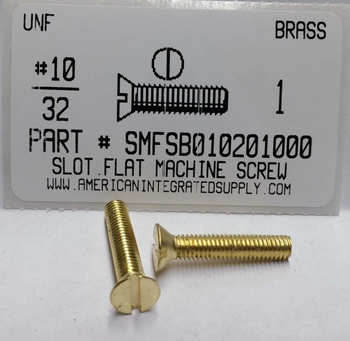 #10-32X1 FLAT HEAD SLOTTED MACHINE SCREW BRASS