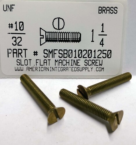 #10-32X1-1/4 FLAT HEAD SLOTTED MACHINE SCREW BRASS