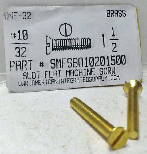 #10-32X1-1/2 FLAT HEAD SLOTTED MACHINE SCREW BRASS