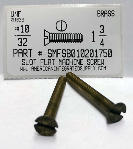 #10-32X1-3/4 FLAT HEAD SLOTTED MACHINE SCREW BRASS