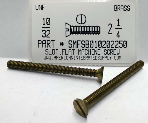 #10-32X2-1/4 FLAT HEAD SLOTTED MACHINE SCREW BRASS (DISCONTINUED)