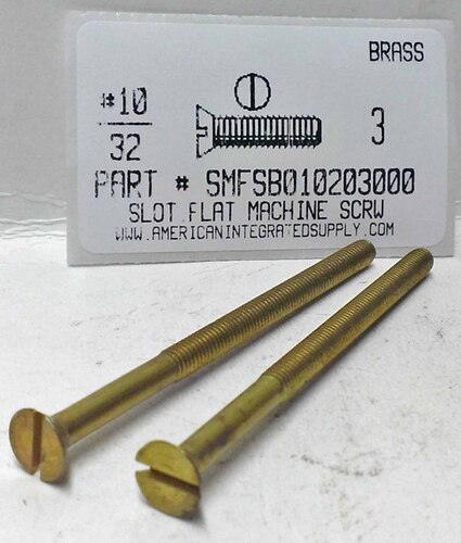 #10-32X3 FLAT HEAD SLOTTED MACHINE SCREW BRASS