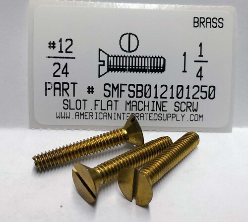 #12-24X1-1/4 FLAT HEAD SLOTTED MACHINE SCREW BRASS