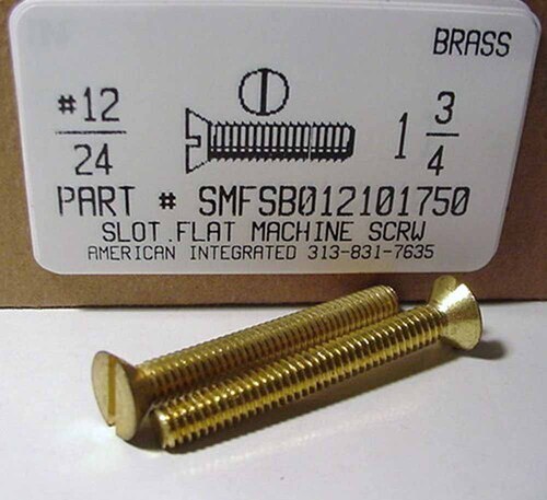 #12-24X1-3/4 FLAT HEAD SLOTTED MACHINE SCREW BRASS