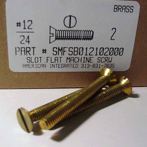 #12-24X2 FLAT HEAD SLOTTED MACHINE SCREW BRASS