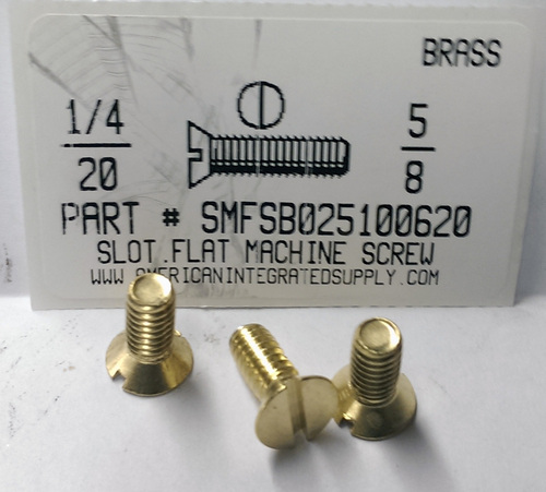 1/4-20X5/8 FLAT HEAD SLOTTED MACHINE SCREW BRASS