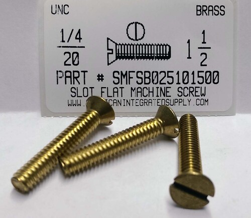 1/4-20X1-1/2 FLAT HEAD SLOTTED MACHINE SCREW BRASS